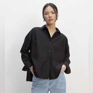 Everlane Boxy Oxford in black, XS